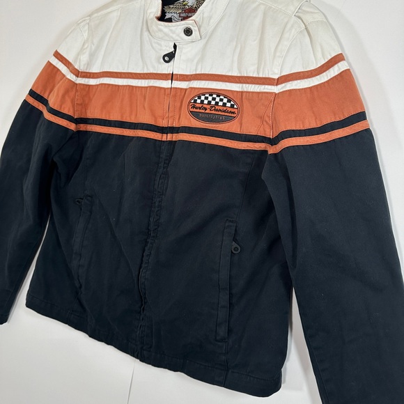 Harley Davidson Women's Size XL Motorcycle Riding Jacket Black Orange White Y2K - Picture 5 of 16